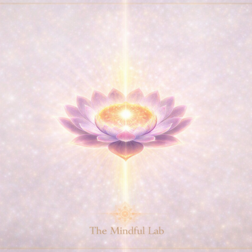 Chakras and Energy Channels: The Seven Main Chakras: Radiant pink and violet lotus flower glowing with golden light against a soft celestial background, symbolising spiritual awakening, higher consciousness, and the crown chakra.