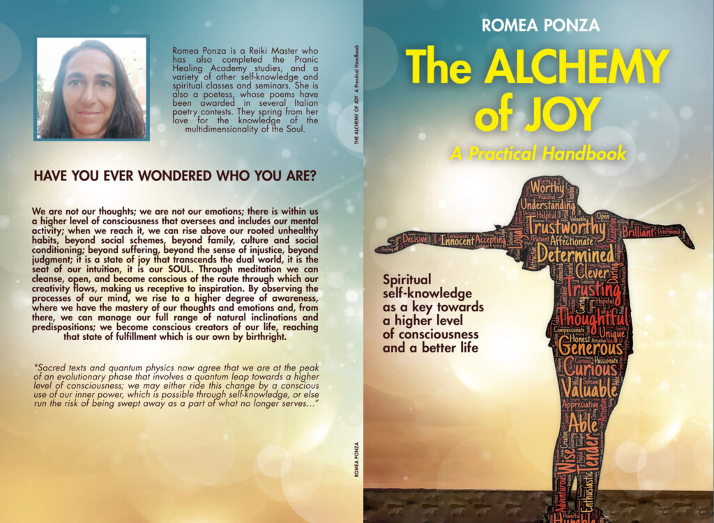 THE ALCHEMY OF JOY: A Practical Handbook by Romea Ponza, a self-awareness and personal growth book exploring consciousness, mindfulness, and inner transformation.